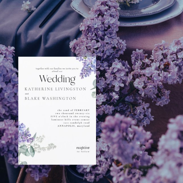 Lilac Blommig Bröllop  Inbjudningar (Skapare uppladdad)