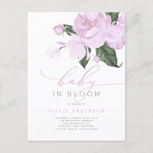 Lilac Blommigt Baby i Bloom Girl Shower Inbjudan Vykort