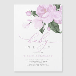 Lilac Blommigt Baby i Bloom Shower Girl Girl Magnetisk Inbjudningskort