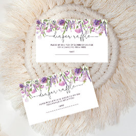 Lilac Blommigt Baby Shower Diaper Raffle Card Tilläggskort