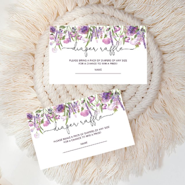 Lilac Blommigt Baby Shower Diaper Raffle Card Tilläggskort (Skapare uppladdad)