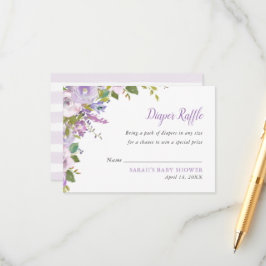 Lilac Blommigt Baby Shower Diaper Raffle Card Tilläggskort