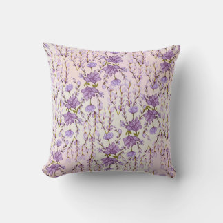lilac blommigt dekorativ kudde