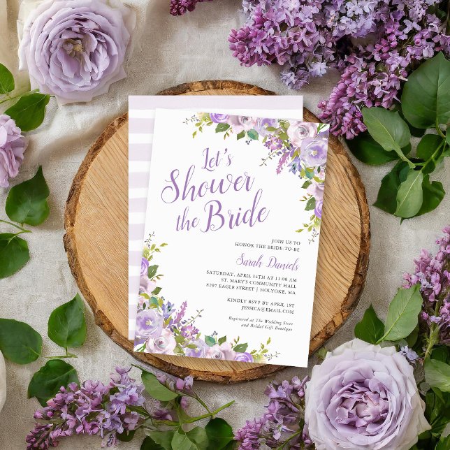 Lilac Blommigt Inbjudningskort för möhippan (Skapare uppladdad)