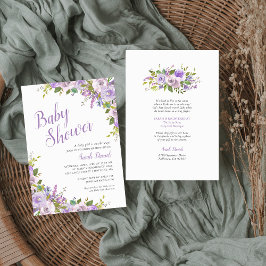 Lilac Blommigt Long Avstånd Baby Shower Inbjudningar