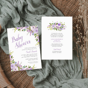 Lilac Blommigt Long Avstånd Baby Shower Inbjudningar