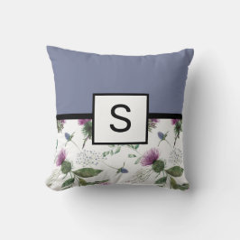 Lilac Blommigt Monogram Kudde
