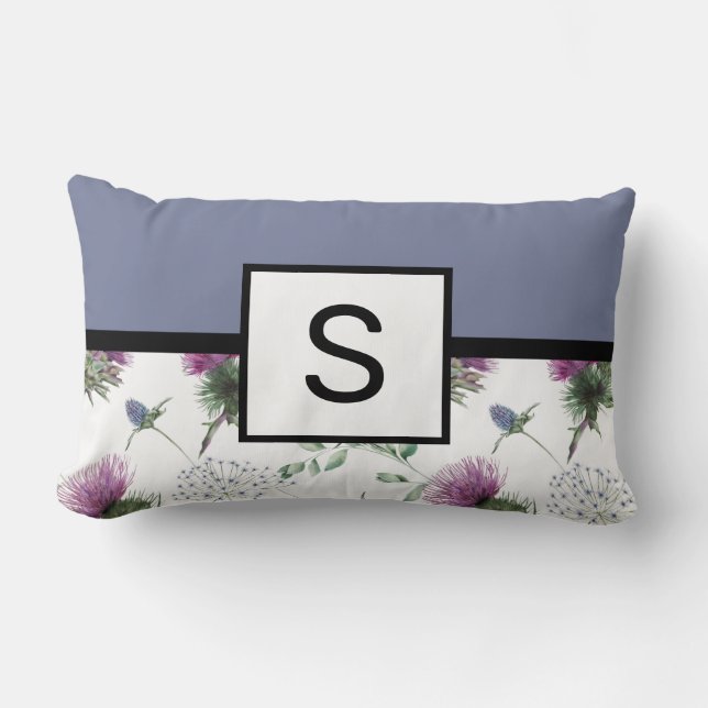 Lilac Blommigt Monogram Lumbarkudde (Framsida)