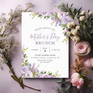 Lilac Blommigt Mors dag Brunch Party Inbjudningar