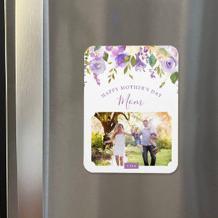 Lilac Blommigt Mors dag Photo Magnet