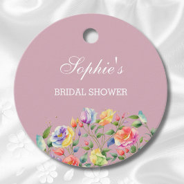 Lilac Blommigt Peach Rosa ros Möhippa Gåvor Etiketter