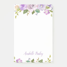 Lilac Blommigt Personlig Monogram Post-it Block