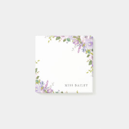 Lilac Blommigt Personlig Teacher Namn Post-it Block