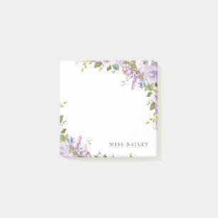 Lilac Blommigt Personlig Teacher Namn Post-it Block