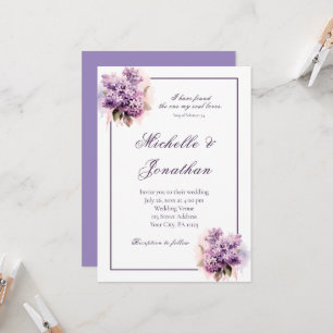 Lilac Blommigt Ram Bible Verse Christian Bröllop Inbjudningar
