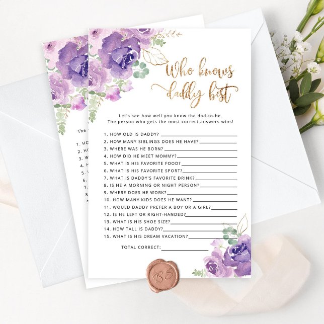 Lilac blommigt som känner pappa bästa babyduschspe (Skapare uppladdad)