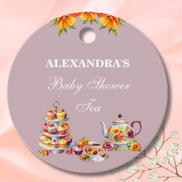 Lilac Blommigt Tea Baby Shower Tack Gåvor Etiketter