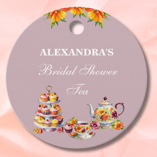 Lilac Blommigt Tea Möhippa Tack Gåvor Etiketter