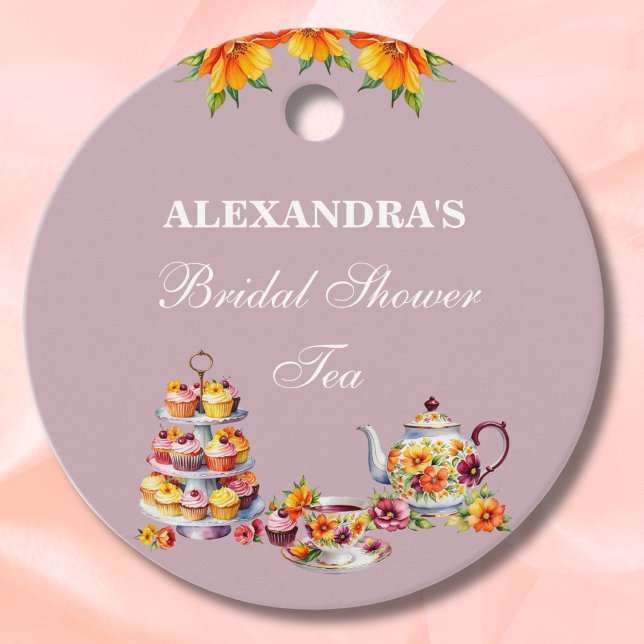 Lilac Blommigt Tea Möhippa Tack Gåvor Etiketter (Skapare uppladdad)