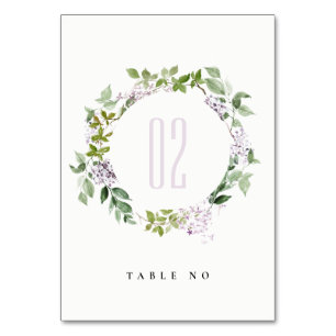 Lilac Blommigt utandningskottage Garden Wedding Bordsnummer