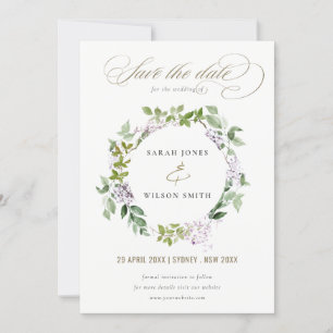 Lilac Blommigt utandningskottage Garden Wedding Spara Datumet