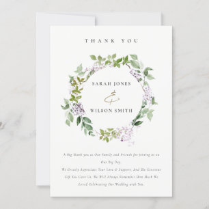 Lilac Blommigt utandningskottage Garden Wedding Tack Kort