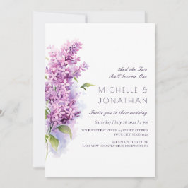 Lilac Blommigt Watercolor Christian Bible Bröllop Inbjudningar