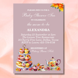 Lilac Blommigt Whimsical Tea Baby Shower Inbjudningar