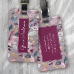 Lilac Blommönster Gold Foil Monogram Bagagebricka<br><div class="desc">En vacker blommigt med guld-folie</div>