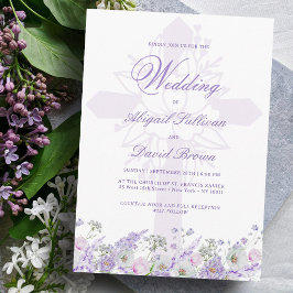 Lilac Blommor Religiös Bröllop Inbjudningar