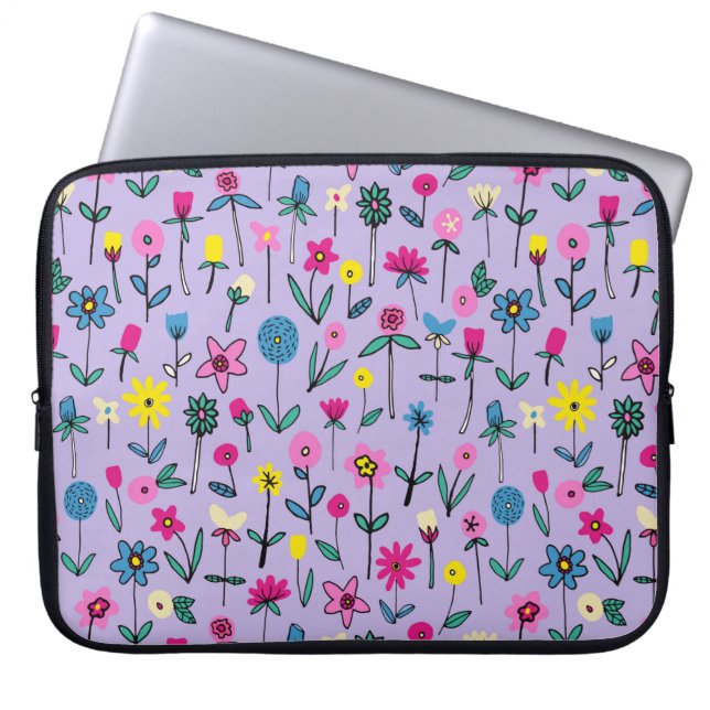 Lilac Blomsterträdgård Laptop sleeve (Framsidan)