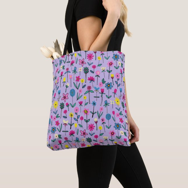 Lilac Blomsterträdgård Tote Shopping bag Tygkasse (Närbild)