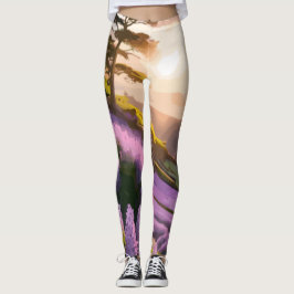 Lilac Blooms: Hillside Art på Sunset's Glow Leggings