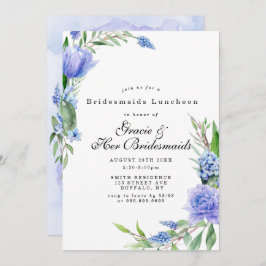 Lilac Blue Blommigt Bridesmaids Luncheon Inbjudnin
