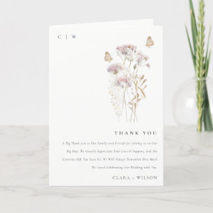 Lilac Boho Wildblomfern Botanical Bröllop Tack Kort