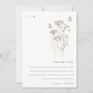 Lilac Boho Wildblomfern Botanical Bröllop Tack Kort