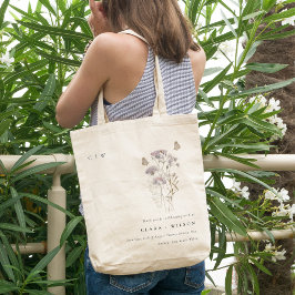 Lilac Boho Wildblomfern Botanical Bröllop Tygkasse