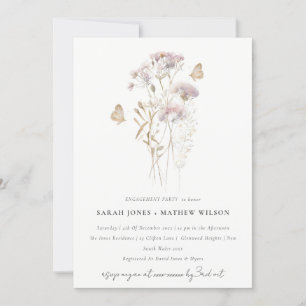 Lilac Boho Wildblomfern Botanical Förlovning Inbjudningar