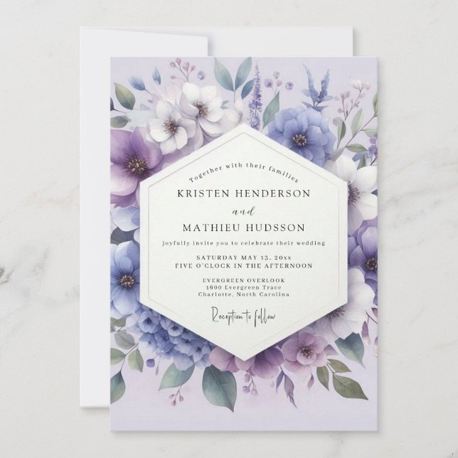 Lilac Botanical Whimsy Wedding Inbjudningar (Framsida)