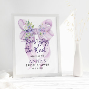 Lilac Bow Hon Gifter sig Möhippans välkomstskylt Poster