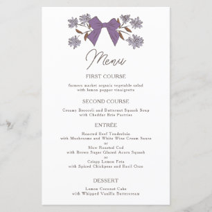 Lilac Bows Flower Bröllop Middag Menu