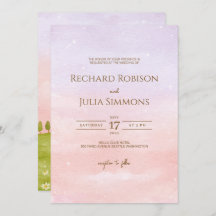 LILAC-bröllopsinbjudan/Rosa för Lila av vattenfärg