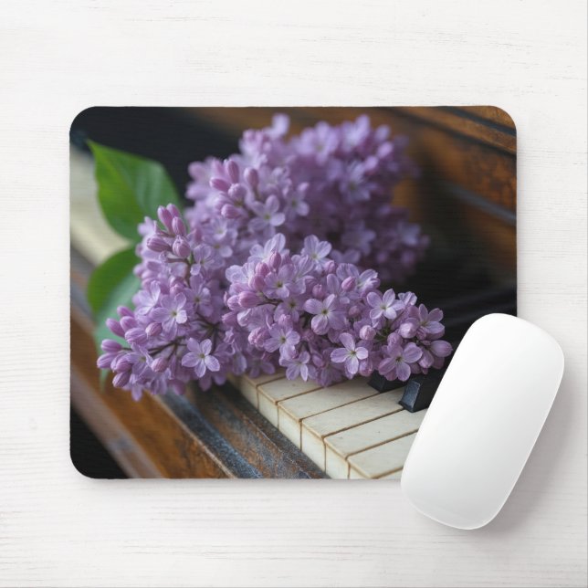 Lilac Bunch på gamla Piano Nycklar Musmatta (Med mus)