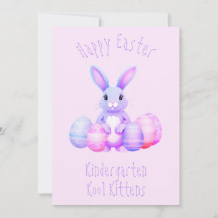 Lilac Bunny och Pastel Påskägg Kindergarten Julkort