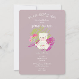 Lilac Burnerat Boho Nalle Baby Shower Inbjudningar