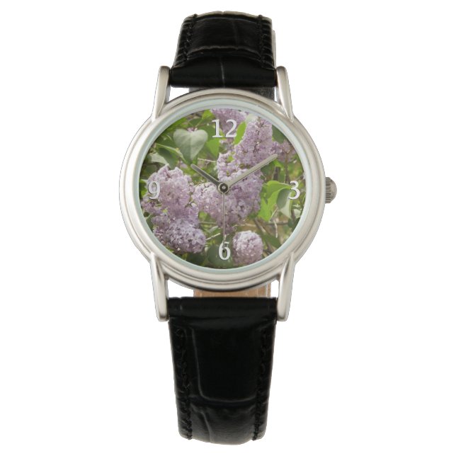 Lilac Bush Bevackra Lila Vår blommor Armbandsur (Framsida)