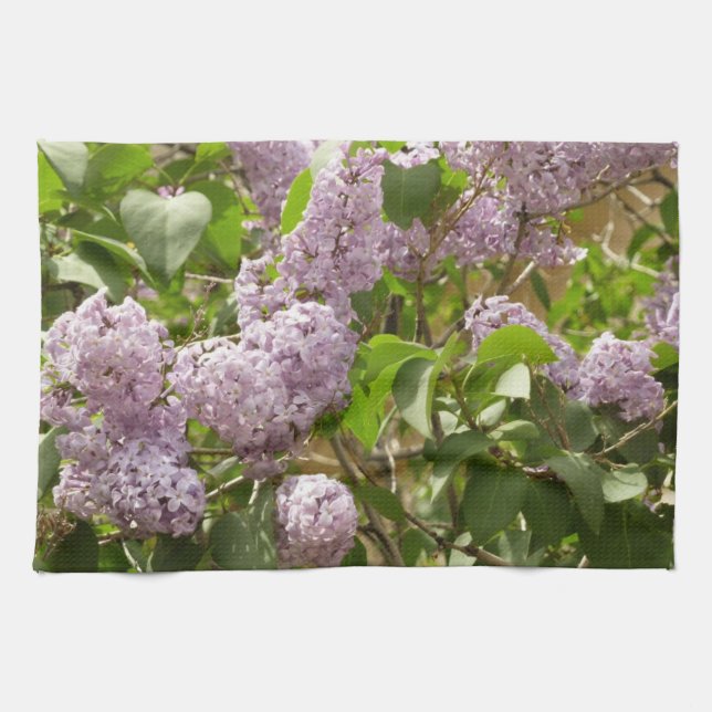 Lilac Bush Bevackra Lila Vår blommor Kökshandduk (Horisontell)
