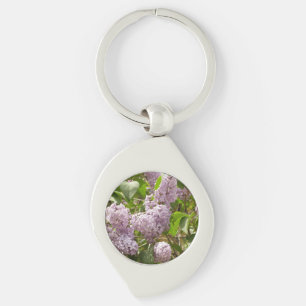 Lilac Bush Bevackra Lila Vår blommor Swirl Silverfärgad Nyckelring