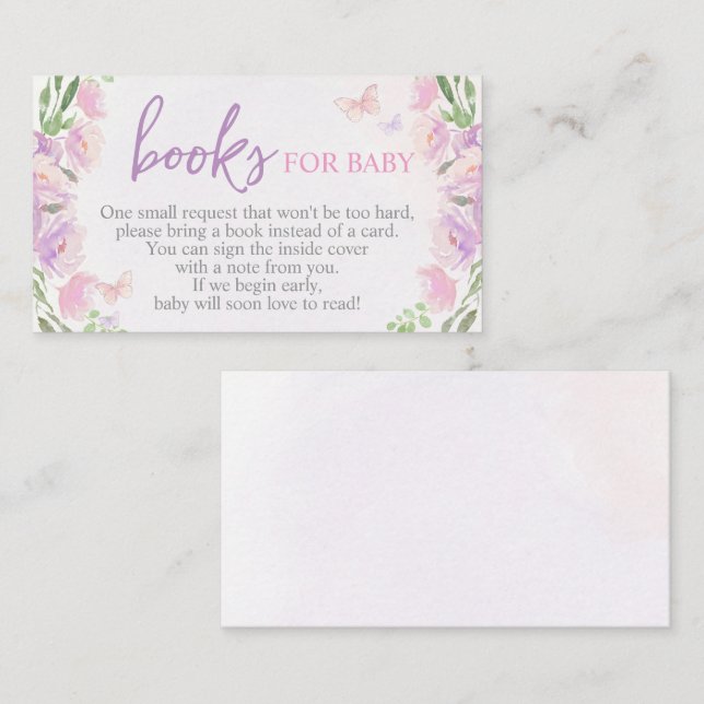 Lilac Butterfly Baby Shower ger ett Bok-kort Tilläggskort (Fram/baksida)