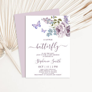 Lilac Butterfly Baby Shower Girl-inbjudan Inbjudningar